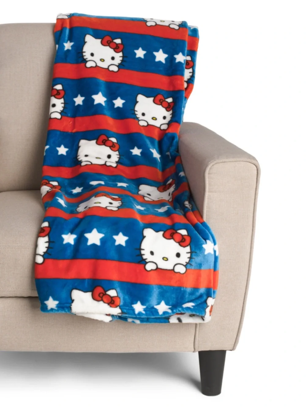 Hello Kitty Patriotic Stripes Throw-60” x 70”